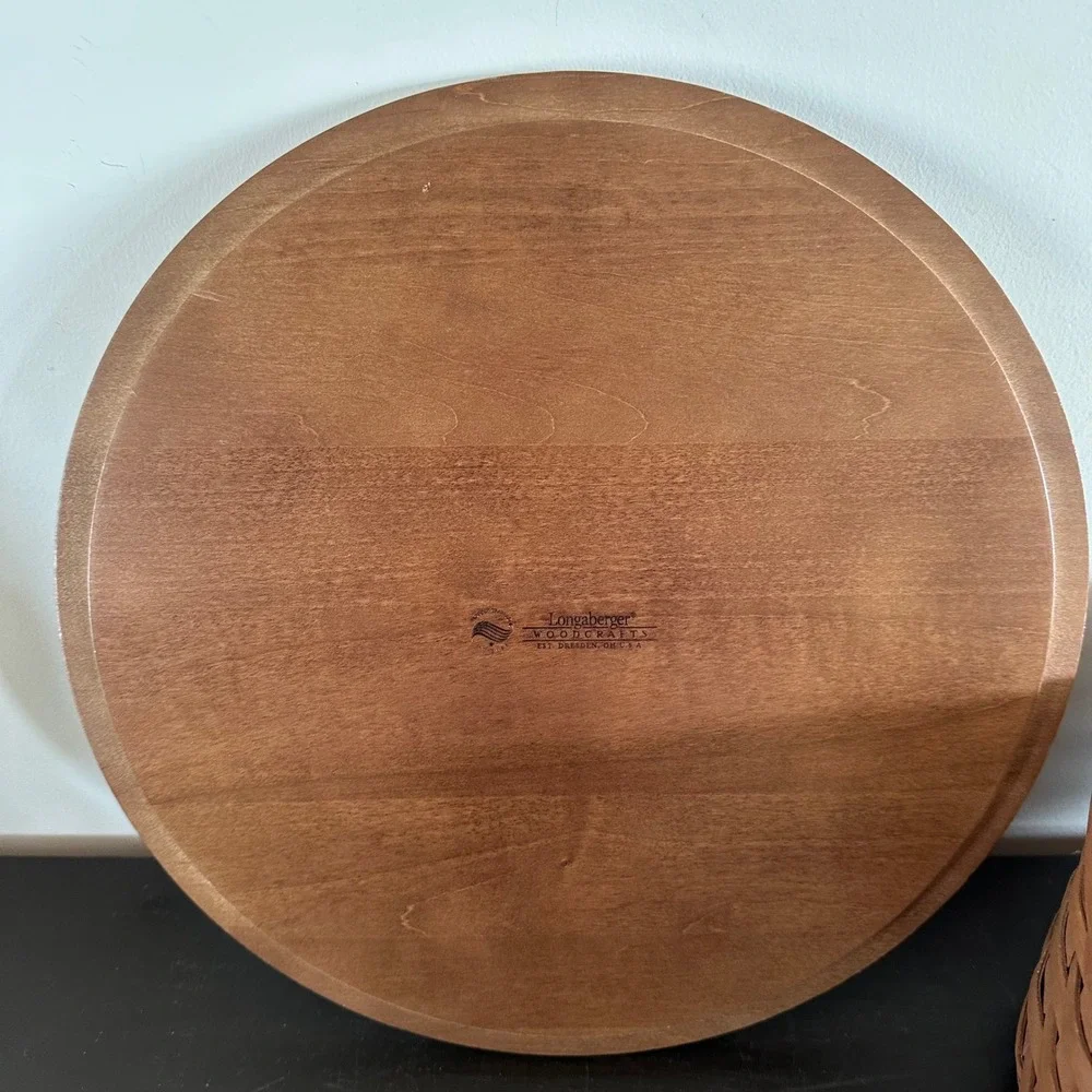 Longaberger Round Woven Basket Wood Lid Salad Bowl & Lid 40454 Entertaining
